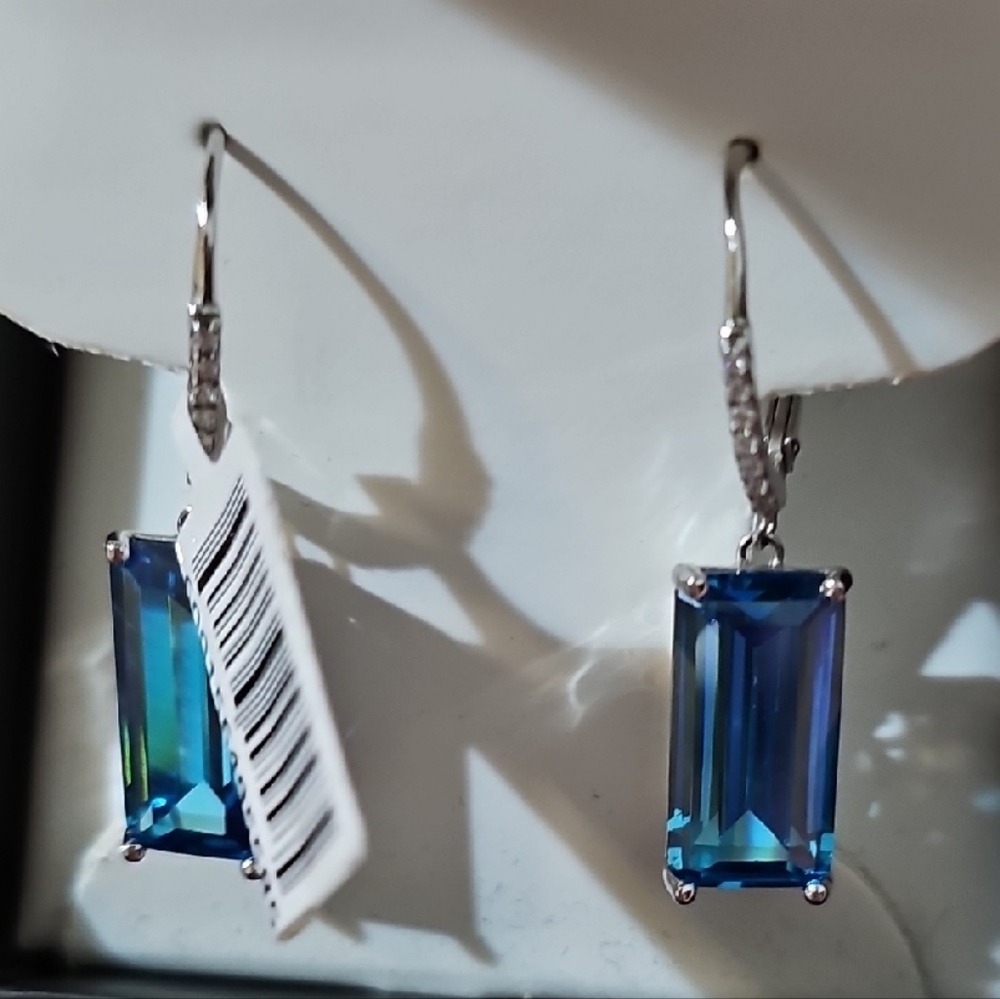 CARNIVAL EFFY Sapphire Blue Rectangular Drop Earrings
